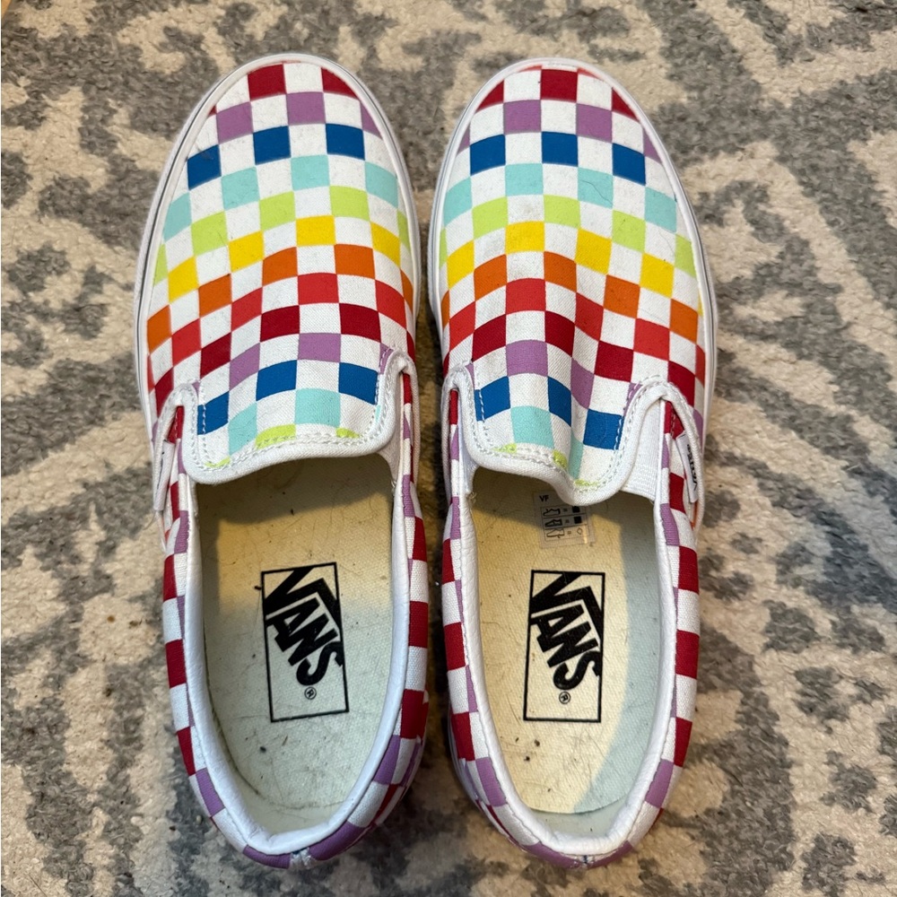 Vans Womens Colorful Checkered Slip-On Sneakers